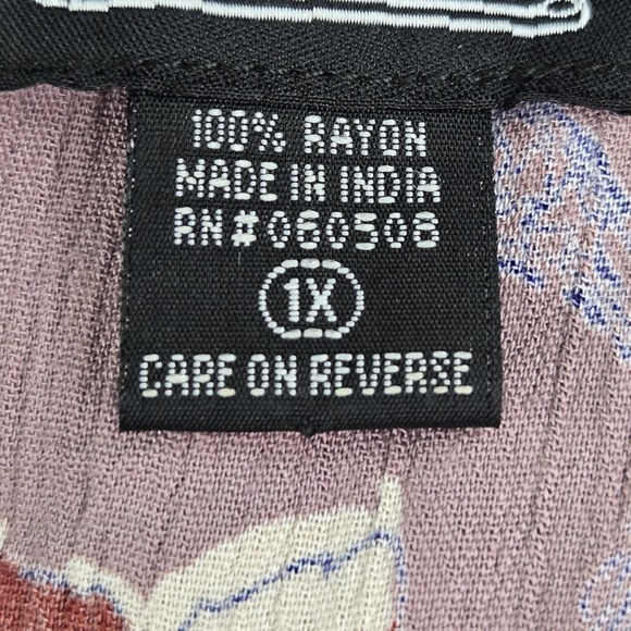 Angie Women Dress 1X Purple Floral Fit & Flare Bohemian Crochet 3/4 Sleeve - Picture 3 of 8